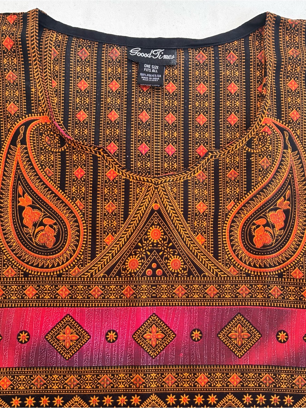 Bohemian Printed Multicolored Kaftan Dress - Picture 3 of 10